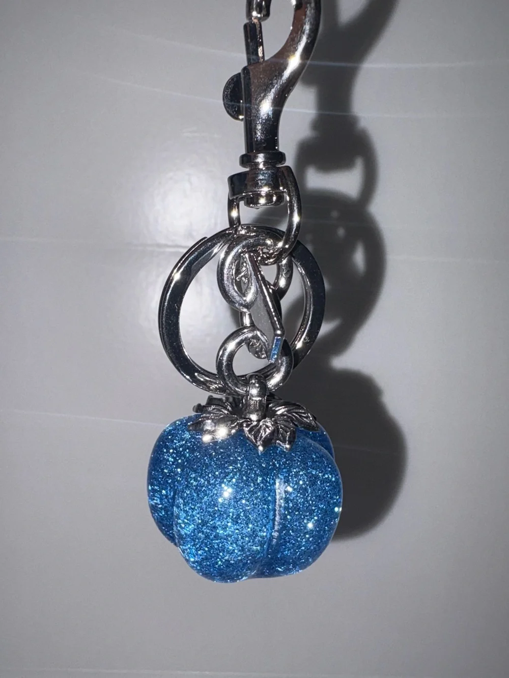 Sparkling “Out of the Blue” Pumpkin Bag Charm Keychain